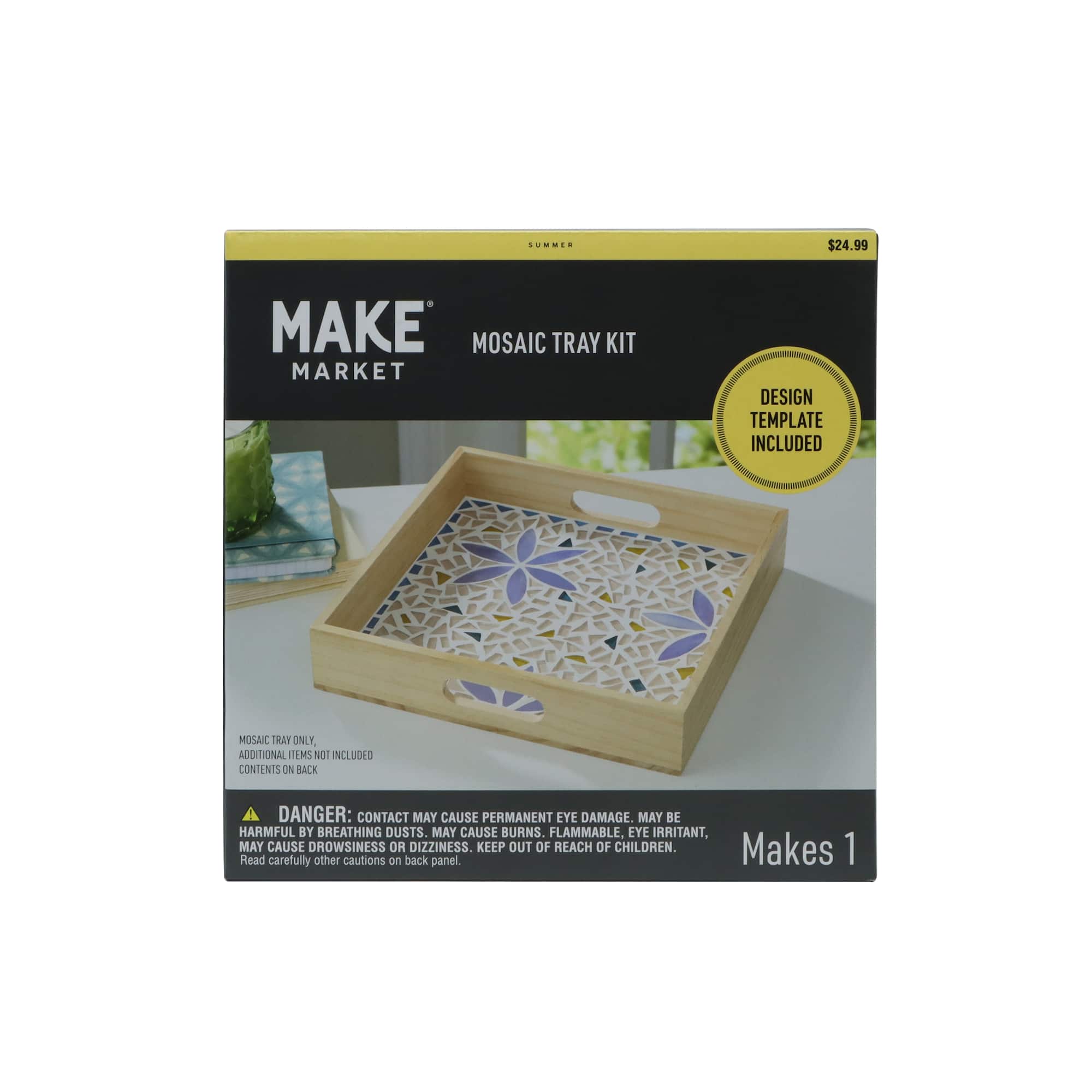 10" x 10" Indigo Flowers Mosaic Tray Kit by Make Market®